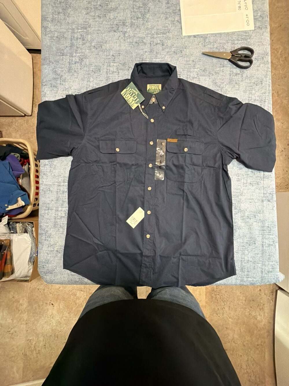 Woolrich Teton Short Button Down Utility Work Shirt Navy Blue Men's Large NWT